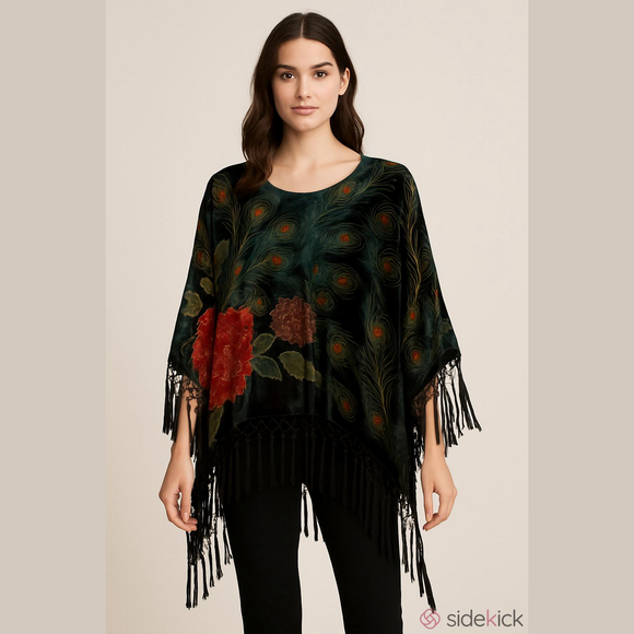Coldwater Creek Other - Coldwater Creek dark teal green velvet Poncho